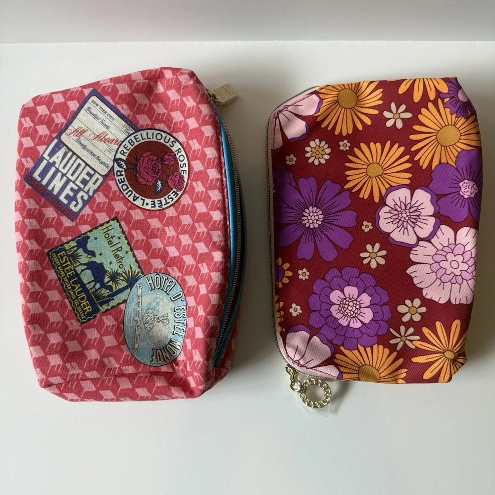 New Lot of 2 ESTEE LAUDER zippered Travel‎ Cosmetic Bag 9